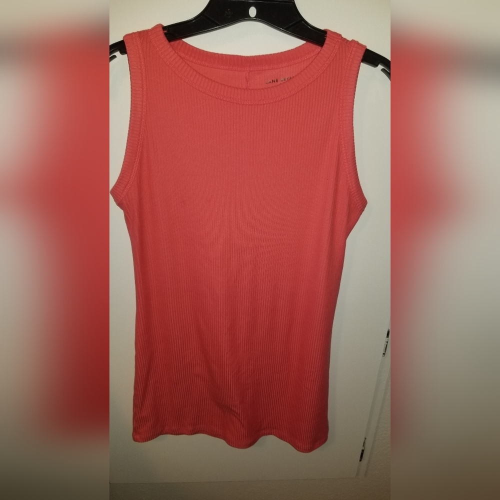 NWT Lane Bryant Sleeveless High Neck Ribbed Tank Top - Coral 10/12L